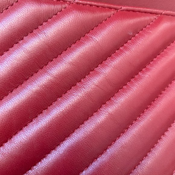 CHANEL Red Jumbo Chevron Classic Flap Handbag Shoulder Bag - Picture 13 of 15